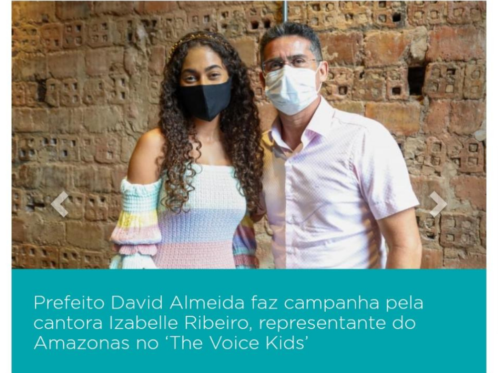 Izabelle Ribeiro avançou para as semifinais do The Voice Kids 2021 e recebeu o apoio do Prefeito de Manaus, David Almeida